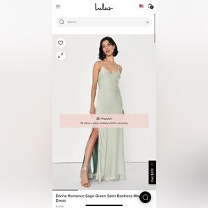 Divine Romance Sage Green Satin Backless Maxi Dress